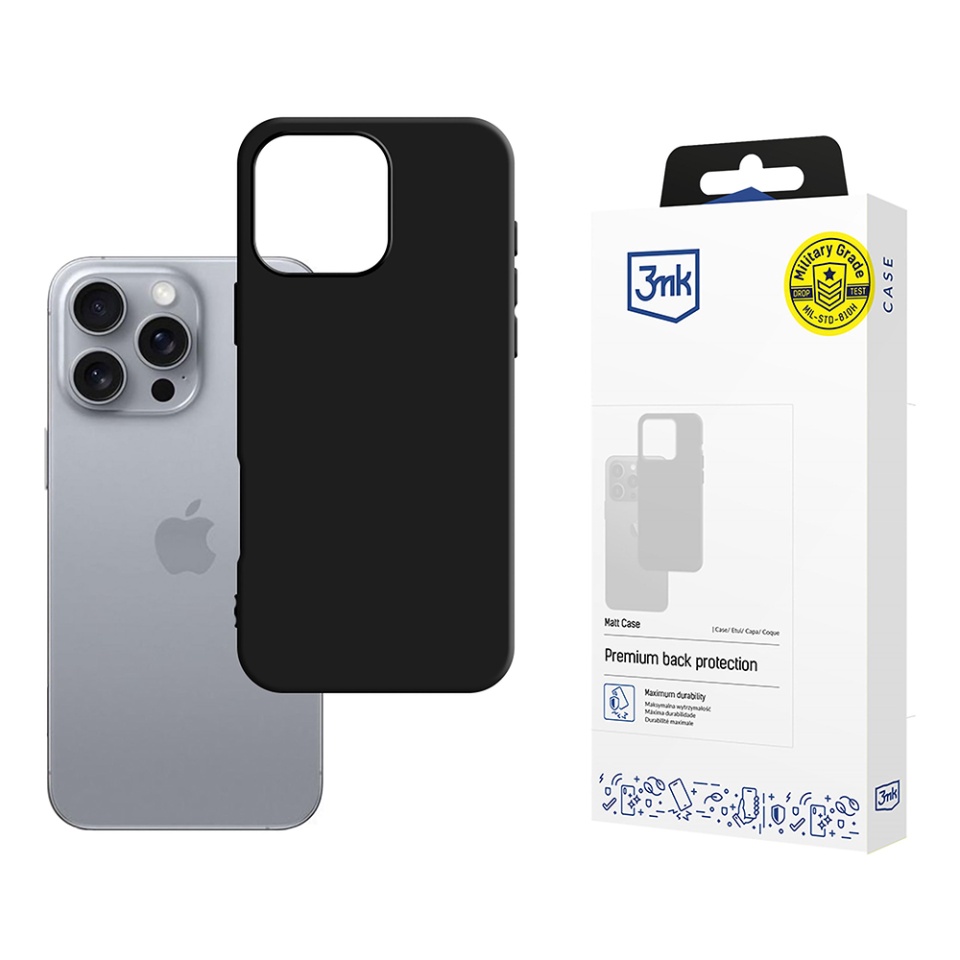 Husa pentru iPhone 16 Pro Max, 3mk Matt Case, Negru