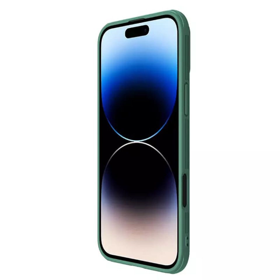 Husa pentru iPhone 16 Pro Max cu inel magnetic si protectie camera Nillkin CamShield - Verde - 5
