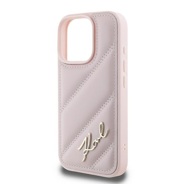 Husa pentru iPhone 16 Pro Max, Diagonal Quilted Script, Karl Lagerfeld - Roz - 1 | YEO