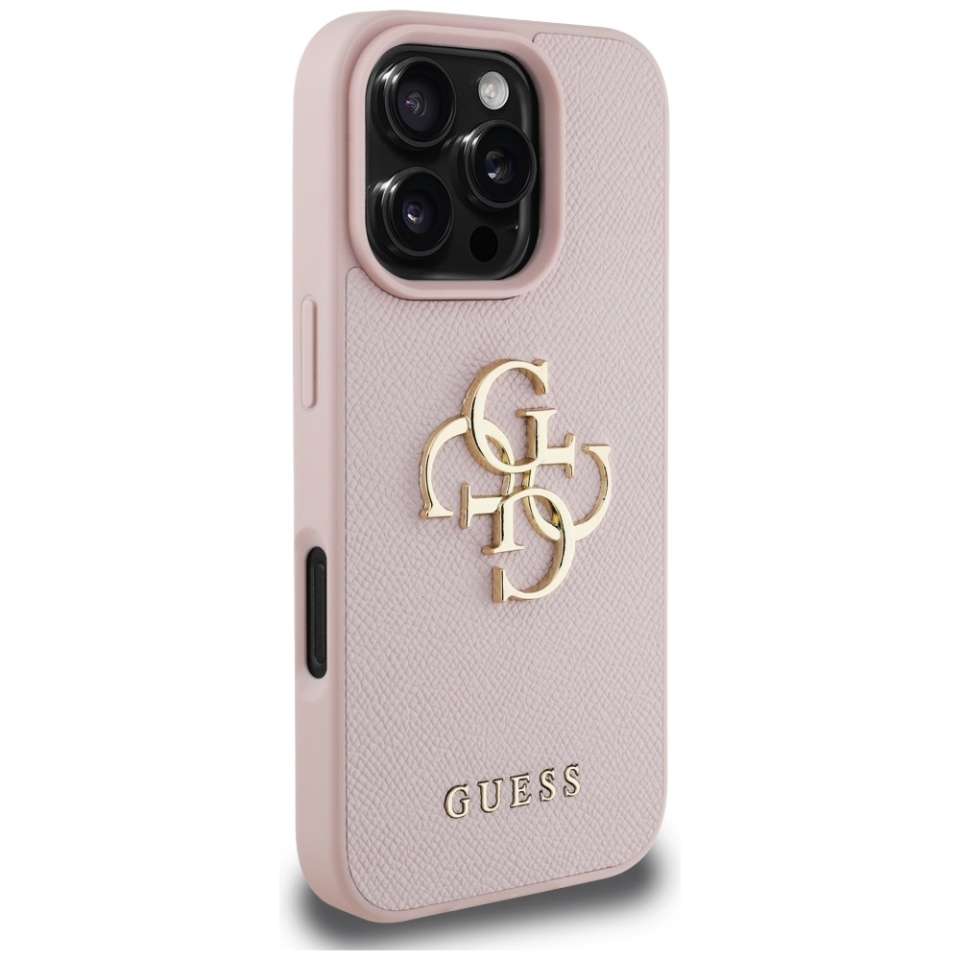 Husa pentru iPhone 16 Pro Max, Guess, Hardcase Grained Big 4G Logo Small Classic Logo, Protectie Slim, Roz - 3 | YEO