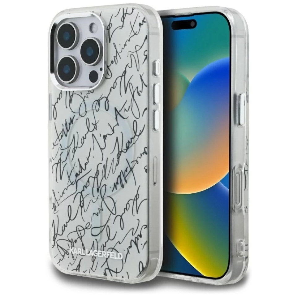 Husa pentru iPhone 16 Pro Max, Karl Lagerfeld, IML MagSafe, Alb