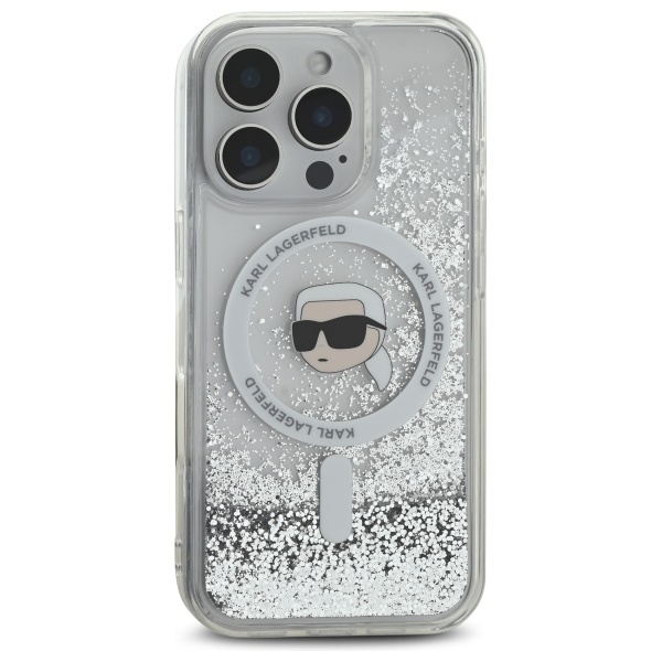 Husa pentru iPhone 16 Pro Max, Liquid Glitter MagSafe, Karl Lagerfeld - Transparenta - 2 | YEO