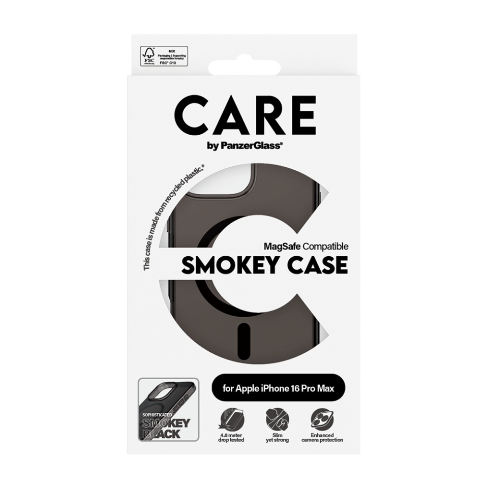 Husa pentru iPhone 16 Pro Max, PanzerGlass, CARE Flagship Urban Combat Black MagSafe, Anti-Soc 4.8m, Anti-Ingalbenire, Design Slim, Compatibila MagSafe, Fumuriu - 3 | YEO