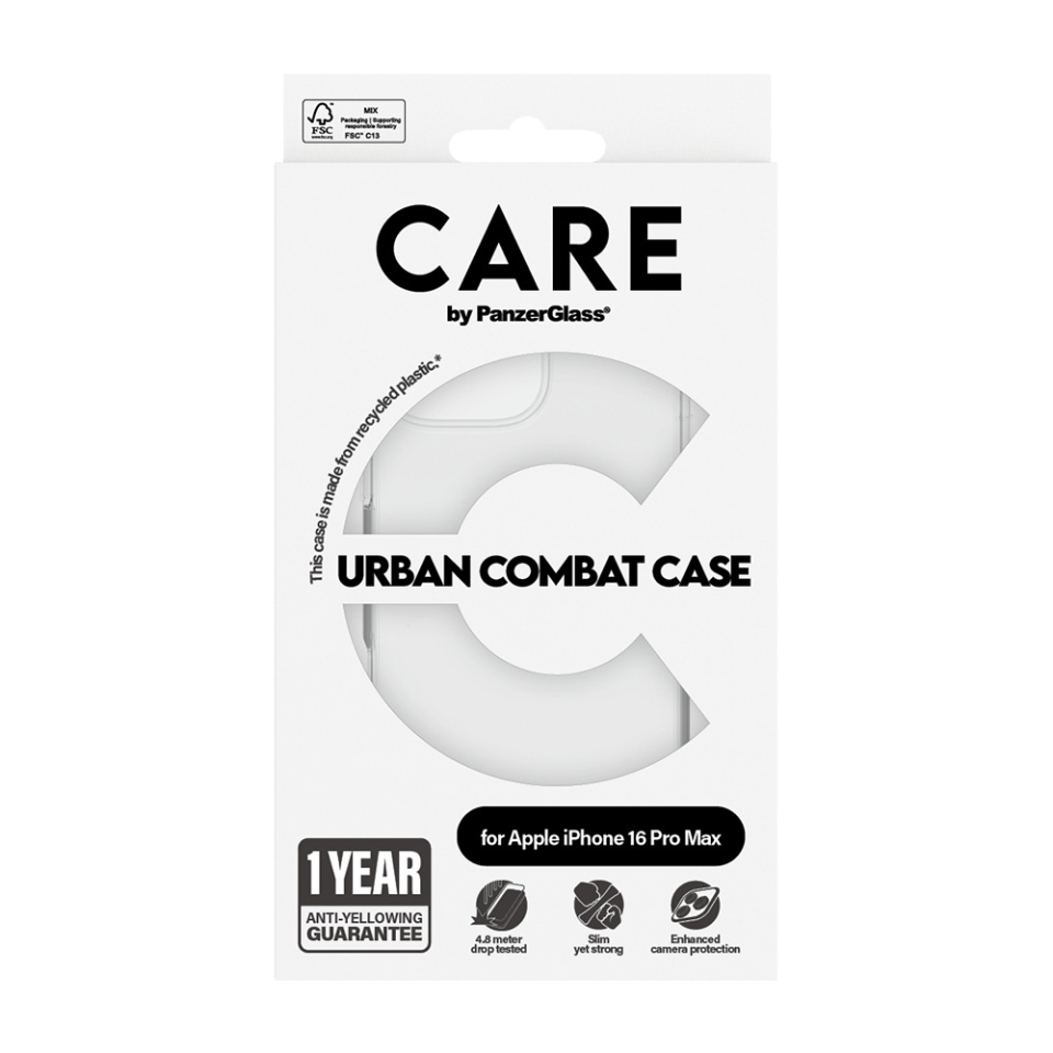Husa pentru iPhone 16 Pro Max, PanzerGlass, CARE Flagship Urban Combat, Anti-Soc 4.8m, Anti-Ingalbenire, Design Slim, Compatibila MagSafe, Transparenta - 3 | YEO