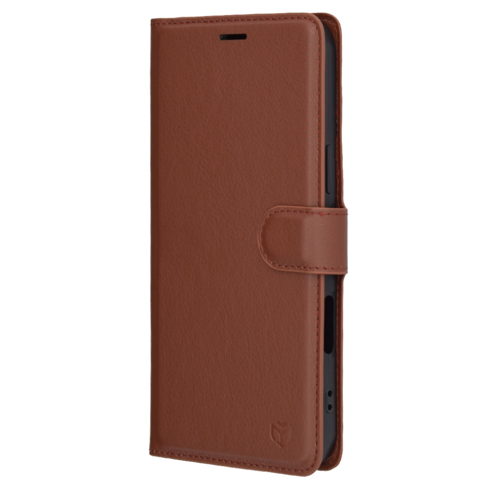 Husa pentru iPhone 16 Pro Max, SKYDDAR INNOVATION, Leather Folio, tip Carte, cu Portofel Interior, Finisaje Premium, Maro, set cu sticker - 3 | YEO