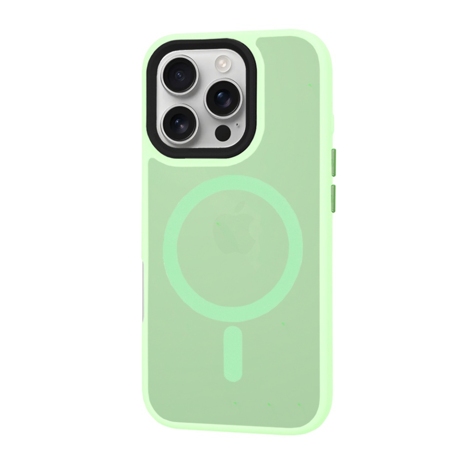 Husa pentru iPhone 16 Pro, SKYDDAR INNOVATION, HaloFrost MagSafe, Antisoc, set cu sticker, Verde deschis - 2 | YEO