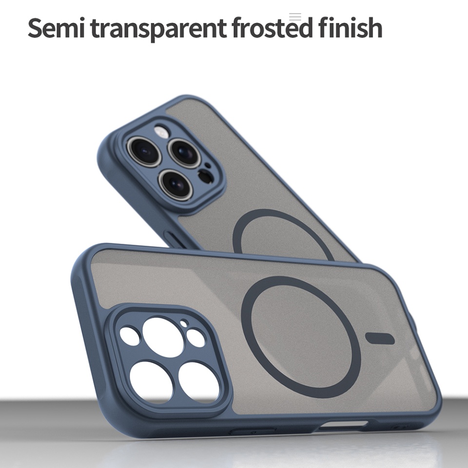 Husa pentru iPhone 16 Pro, SKYDDAR INNOVATION, HaloFrost MagSafe II, Antisoc, set cu sticker, Bleumarin - 2 | YEO