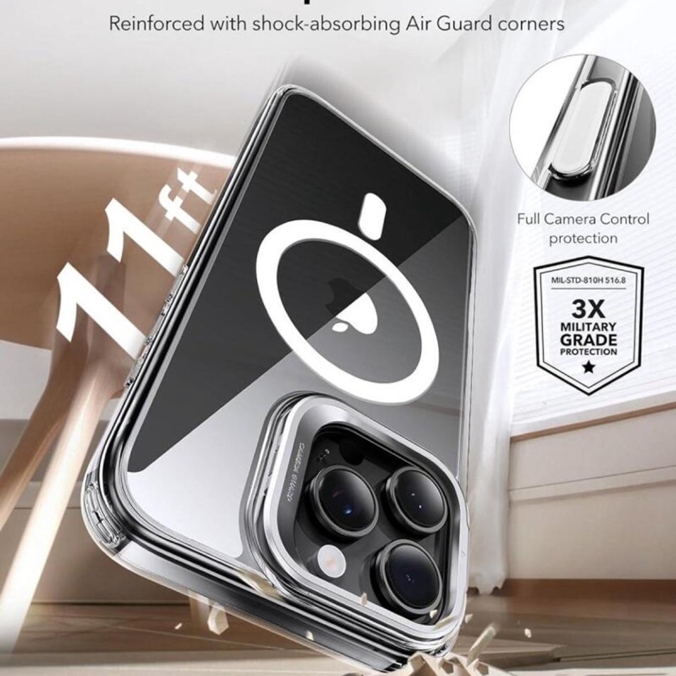 Husa pentru iPhone 16 Pro, slim, ESR Classic Hybrid HaloLock Kickstand, Transparenta - 1 | YEO