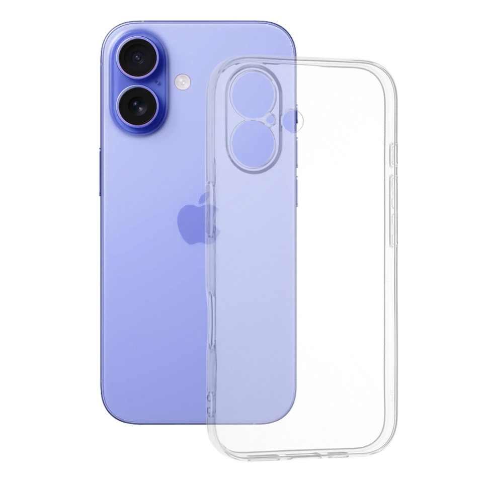 Husa pentru iPhone 16, SKYDDAR INNOVATION, ClearGuard, din silicon transparent, Transparenta, set cu sticker