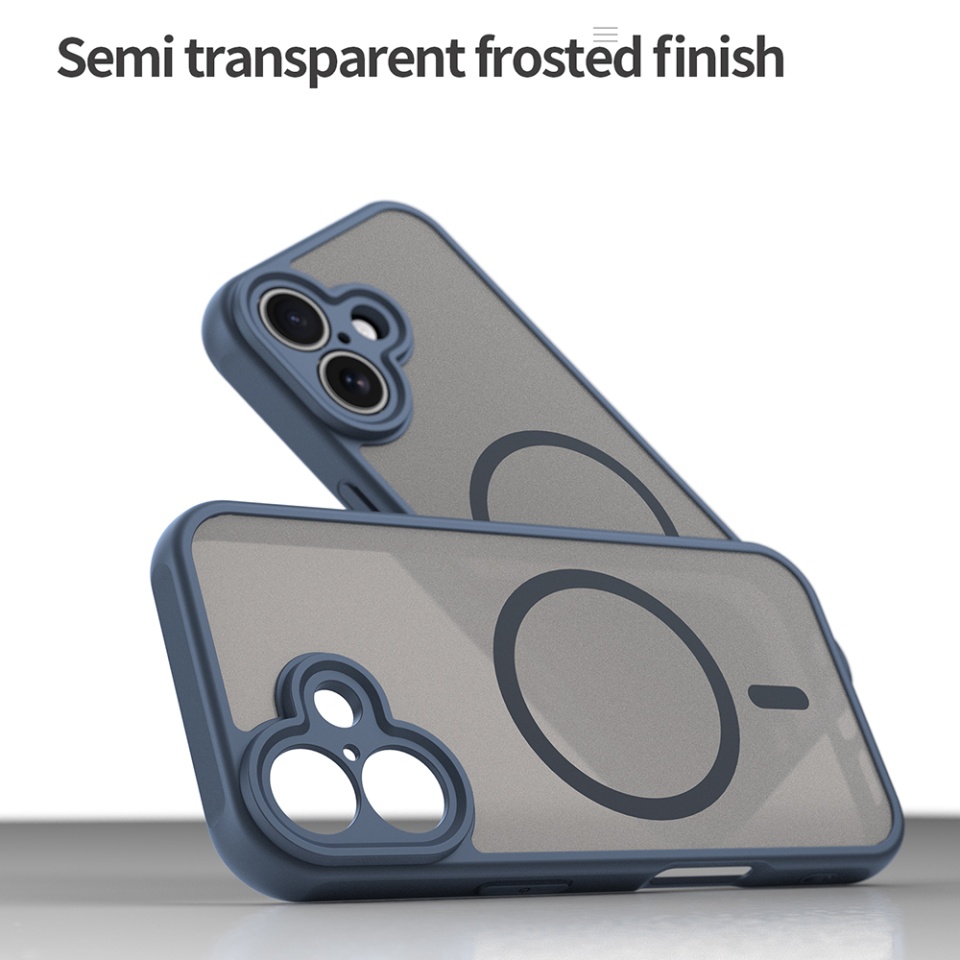 Husa pentru iPhone 16, SKYDDAR INNOVATION, HaloFrost MagSafe II, Antisoc, set cu sticker, Bleumarin - 3 | YEO