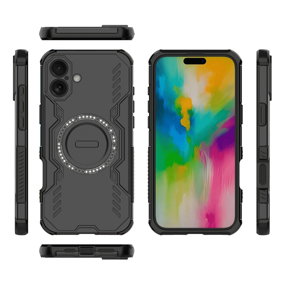 Husa pentru iPhone 16, SKYDDAR INOVATION, ArmorMag, Magsafe, set cu sticker, Negru - 3 | YEO