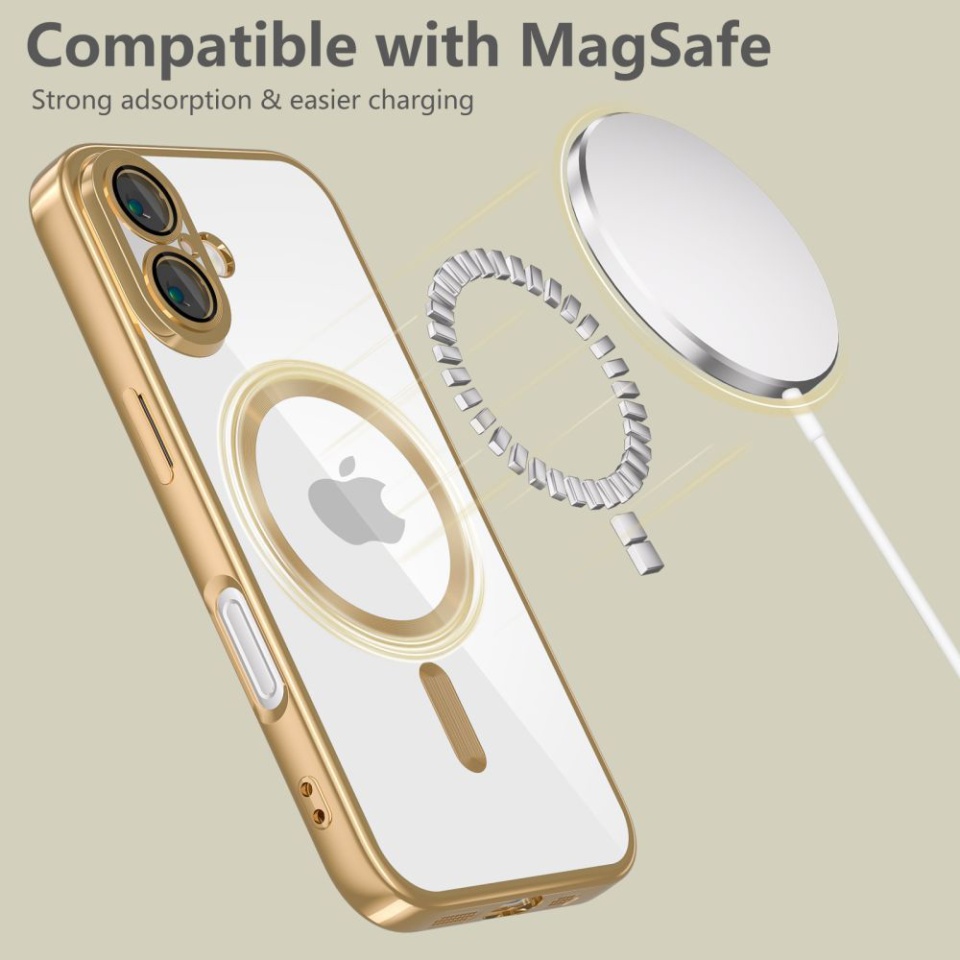 Husa pentru iPhone 16e, Luxury Shield Magsafe, Protectie Antisoc, set cu sticker, Argintiu - 3 | YEO
