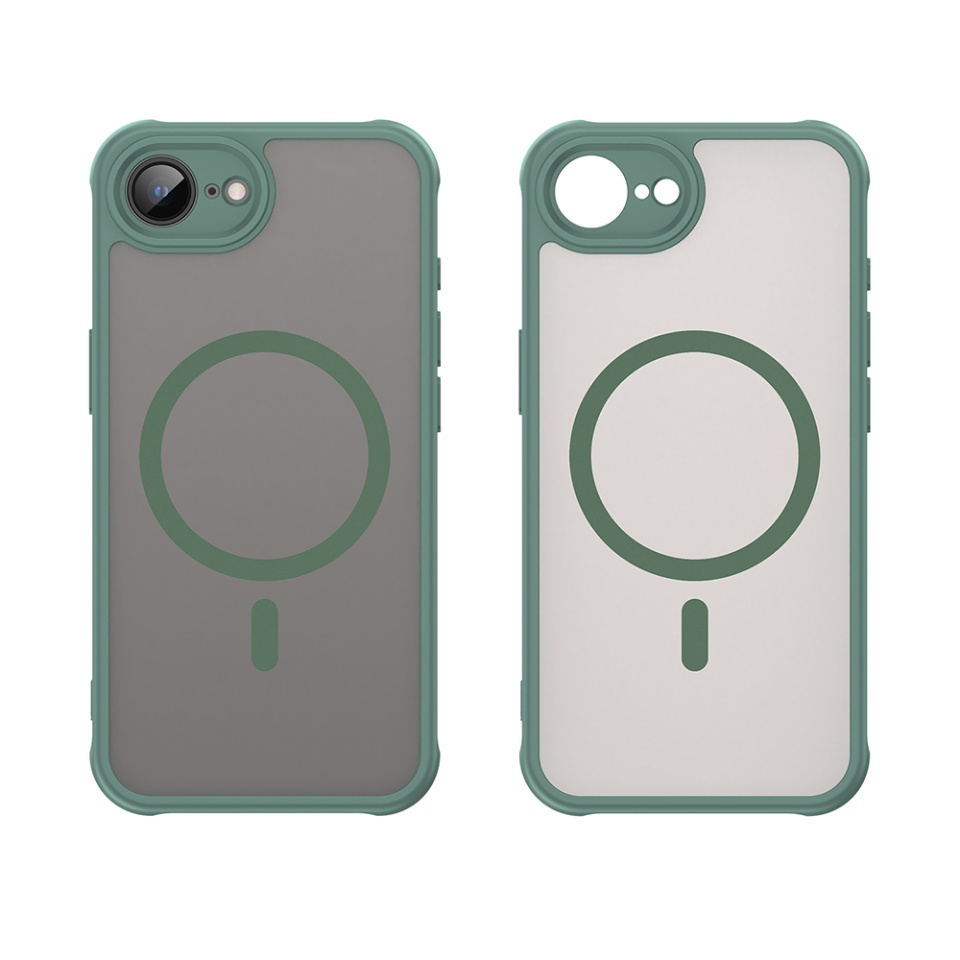 Husa pentru iPhone 16e, SKYDDAR INNOVATION, HaloFrost MagSafe II, Antisoc, set cu sticker, Verde - 1 | YEO