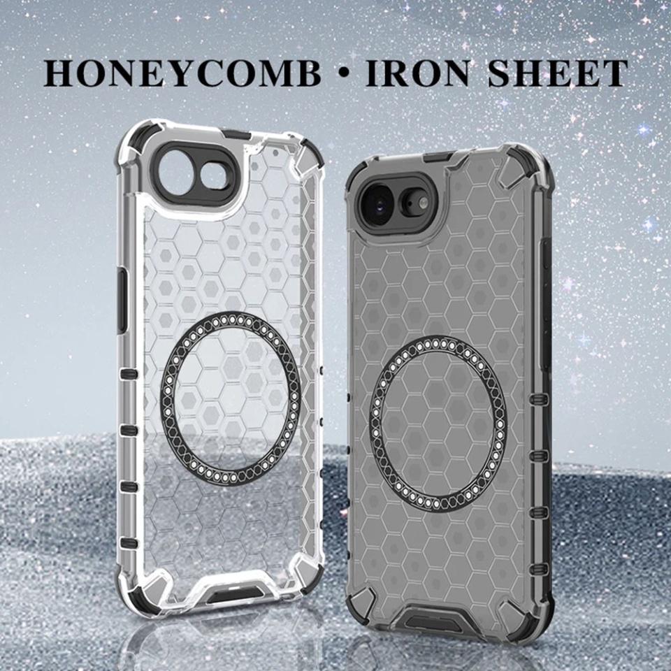 Husa pentru iPhone 16e, SKYDDAR INNOVATION, HoneyComb Shield MagSafe, Alb, set cu sticker - 3 | YEO