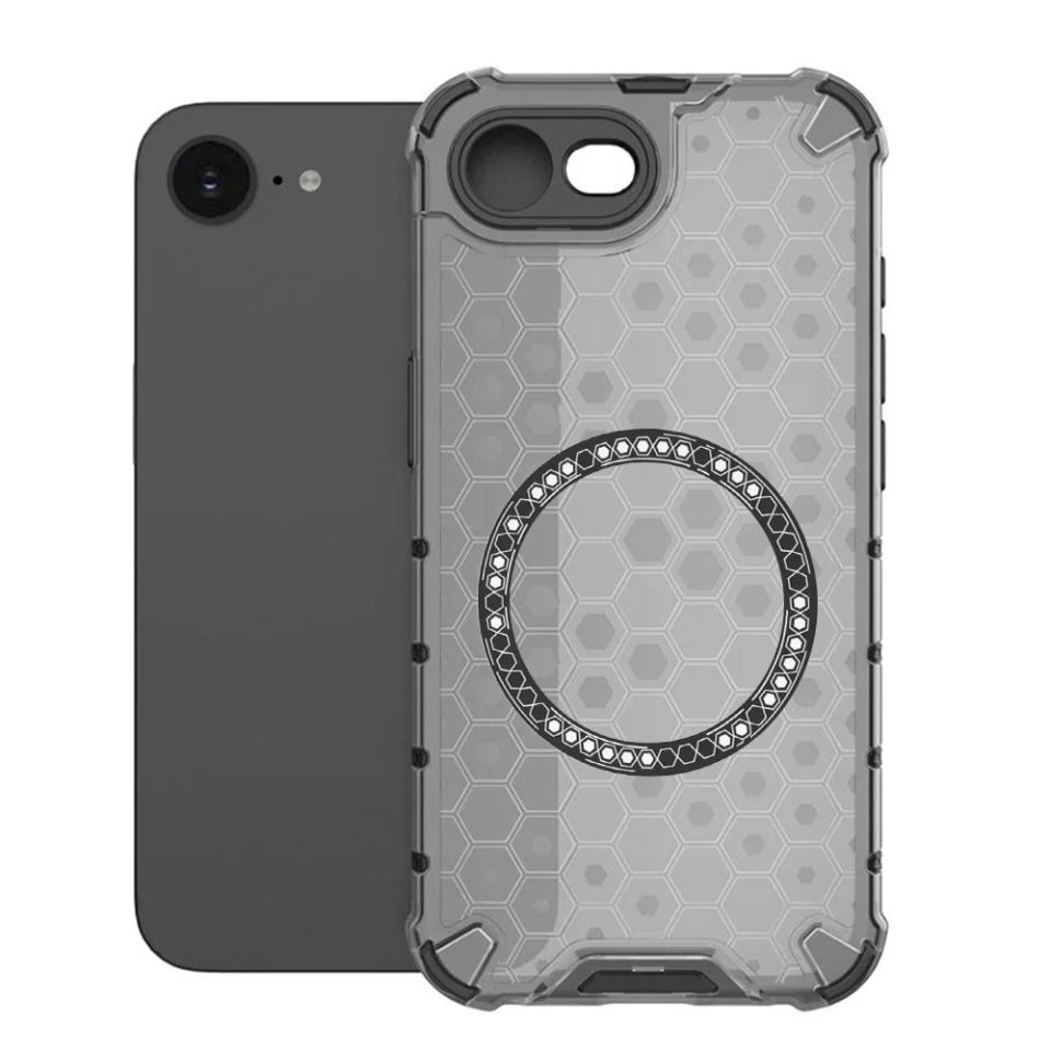 Husa pentru iPhone 16e, SKYDDAR INNOVATION, HoneyComb Shield MagSafe, Antisoc, set cu sticker, Negru - 1 | YEO