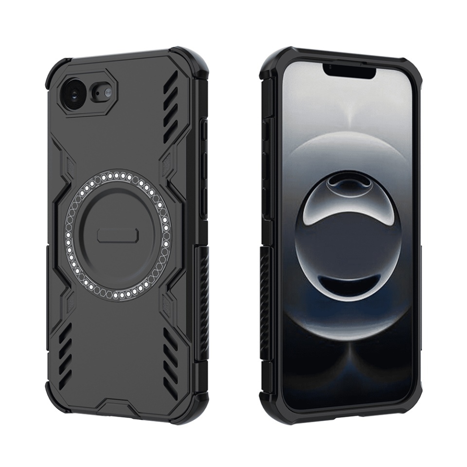 Husa pentru iPhone 16e, SKYDDAR INOVATION, ArmorMag, Magsafe, set cu sticker, Negru - 1 | YEO