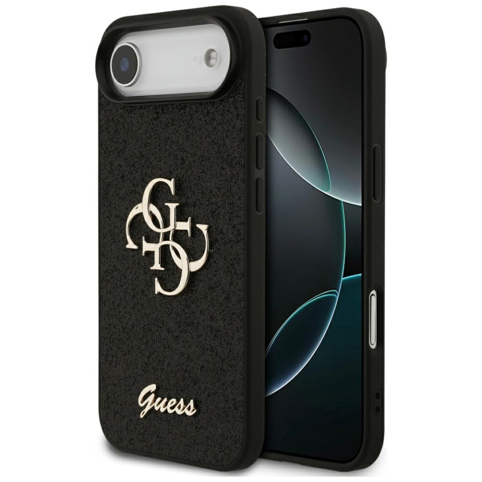 Husa pentru iPhone 17 Air, Glitter Fixed Big 4G, Protectie Slim, Guess, Negru