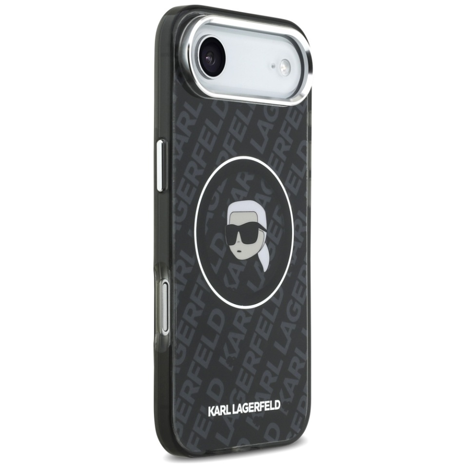 Husa pentru iPhone 17 Air, IML Glitter K&C Heads Logo MagSafe, Clear Mono Karl&Choupette - 2 | YEO