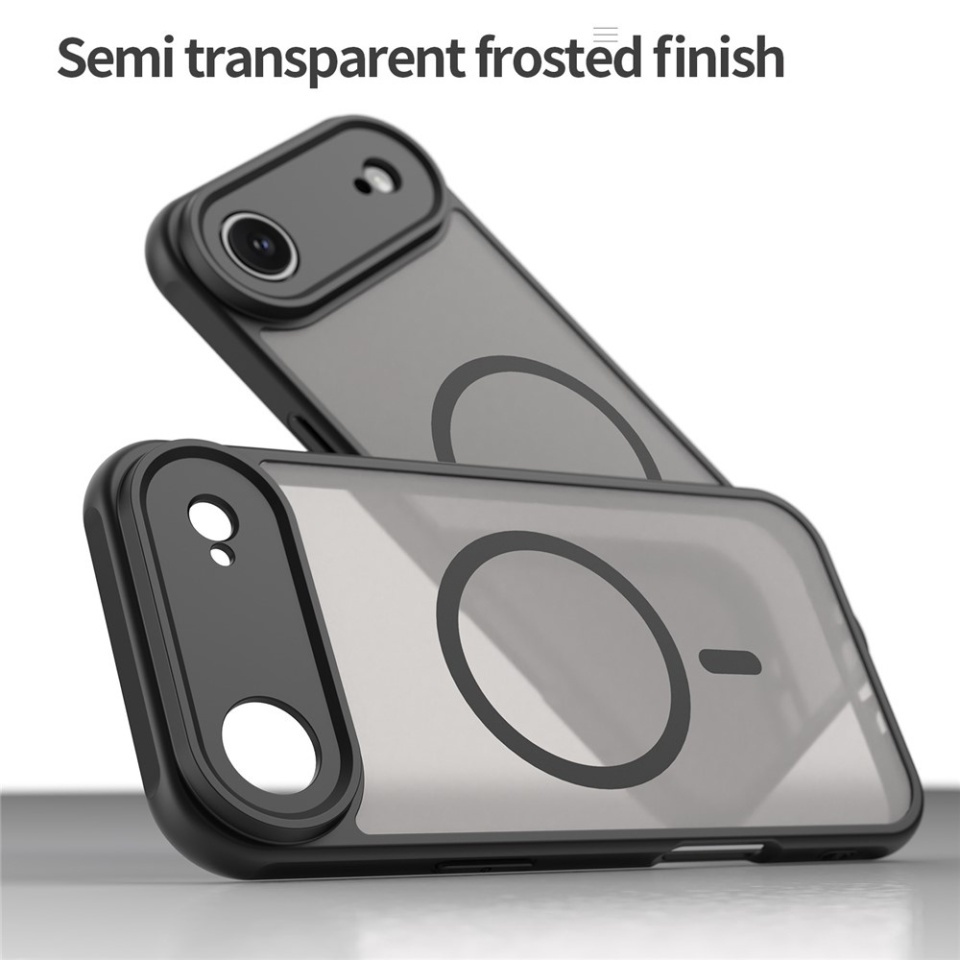 Husa pentru iPhone 17 Air, SKYDDAR INNOVATION, HaloFrost MagSafe II, Antisoc, set cu sticker, Negru - 3 | YEO