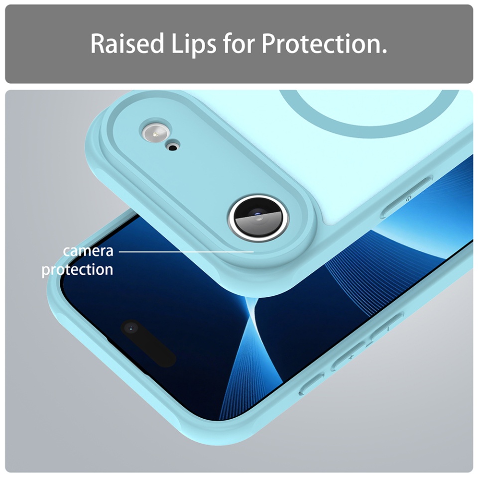 Husa pentru iPhone 17 Air, SKYDDAR INNOVATION, HaloFrost MagSafe II, Antisoc, set cu sticker, Verde menta - 2 | YEO