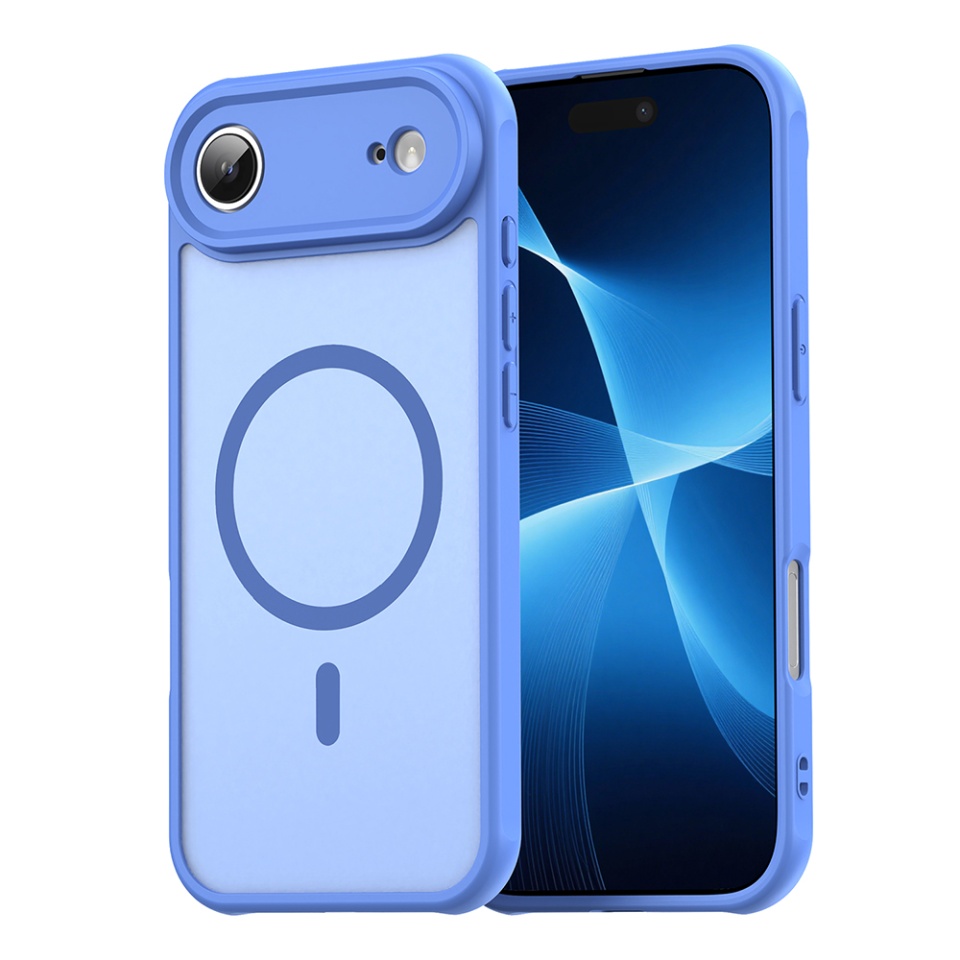 Husa pentru iPhone 17 Air, SKYDDAR INNOVATION, HaloFrost MagSafe II, Antisoc, set cu sticker, Albastru