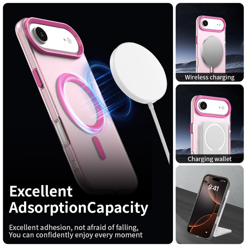 Husa pentru iPhone 17 Air, SKYDDAR INOVATION, CandyCase, Magsafe, set cu sticker, Roz - 2 | YEO