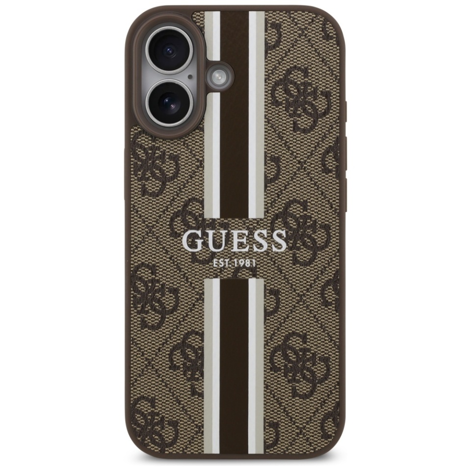 Husa pentru iPhone 17, Guess Printed Stripes MagSafe, Maro - 3 | YEO