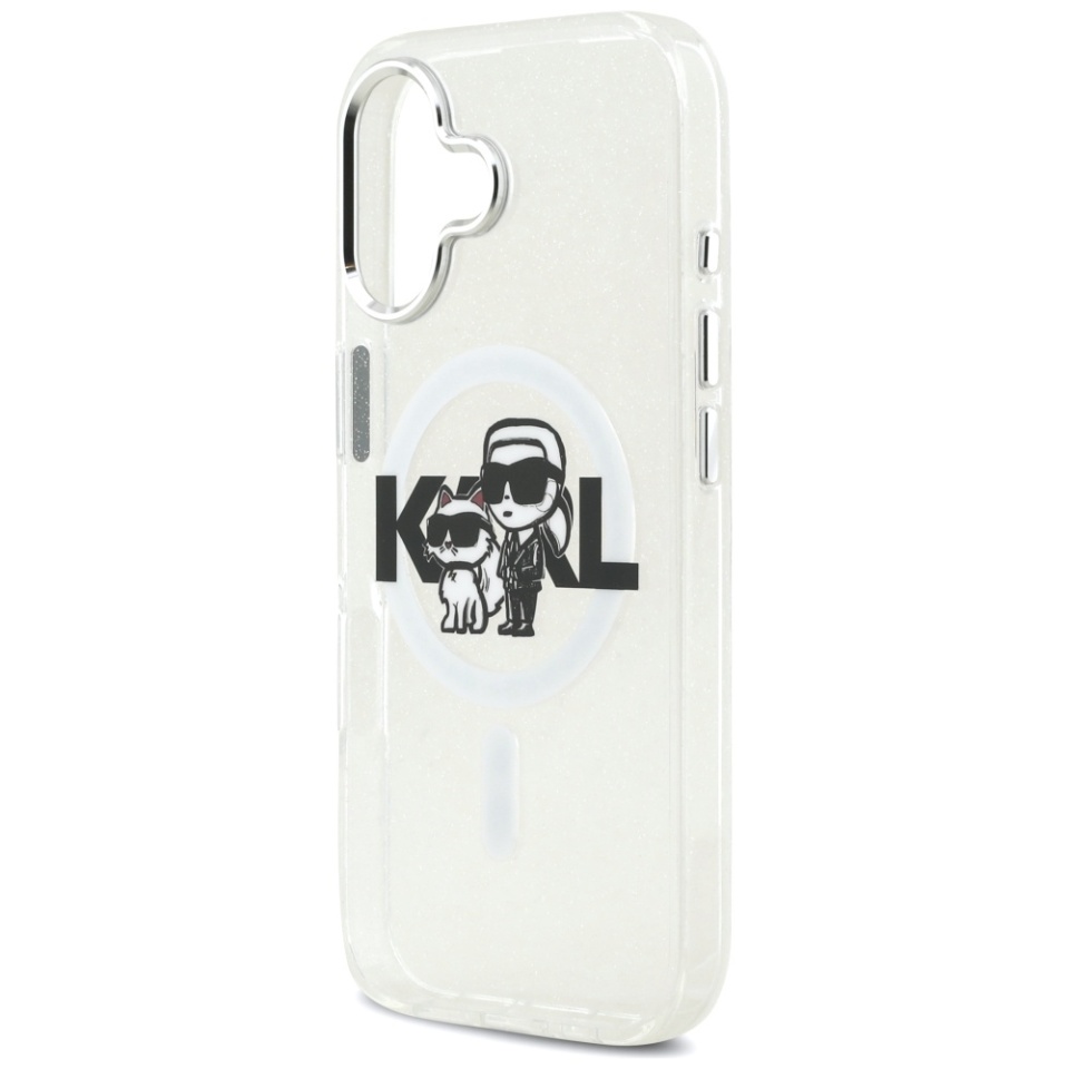 Husa pentru iPhone 17, IML Glitter K&C Heads Logo MagSafe, Clear Mono Karl&Choupette - 2 | YEO