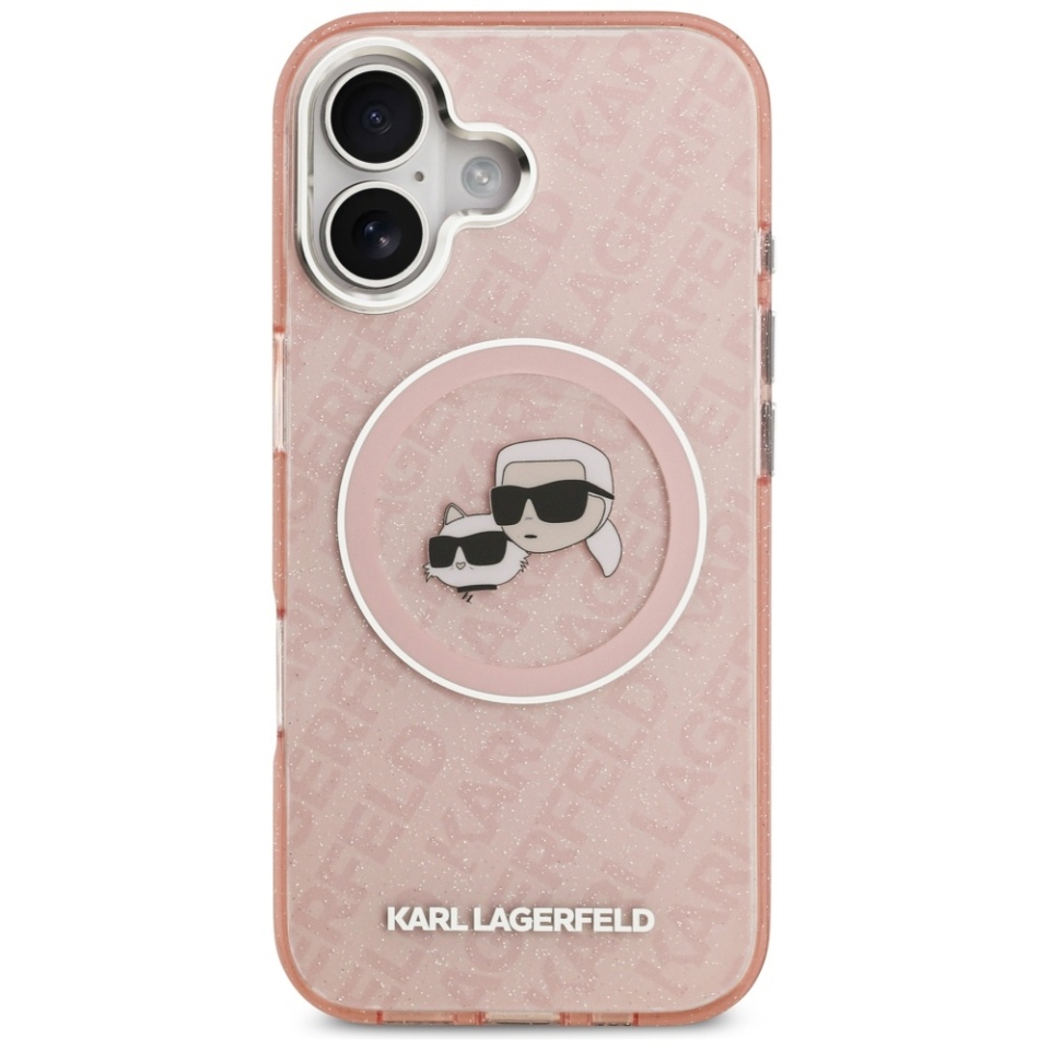 Husa pentru iPhone 17, IML Glitter K&C Heads Logo MagSafe, Clear Mono Karl&Choupette - 1 | YEO
