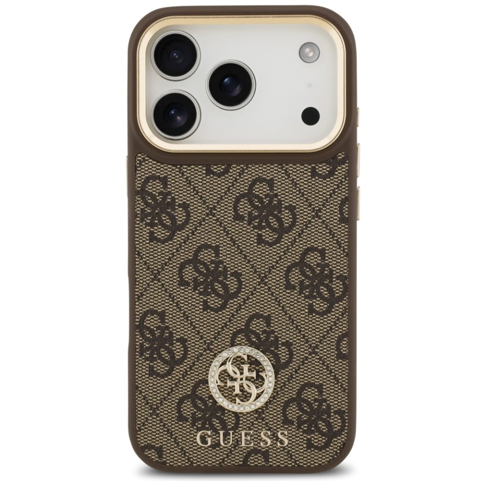 Husa pentru iPhone 17 Pro, 4G Strass Logo with Big Strap Metal Button MagSafe, Protectie Slim, Maro - 1 | YEO