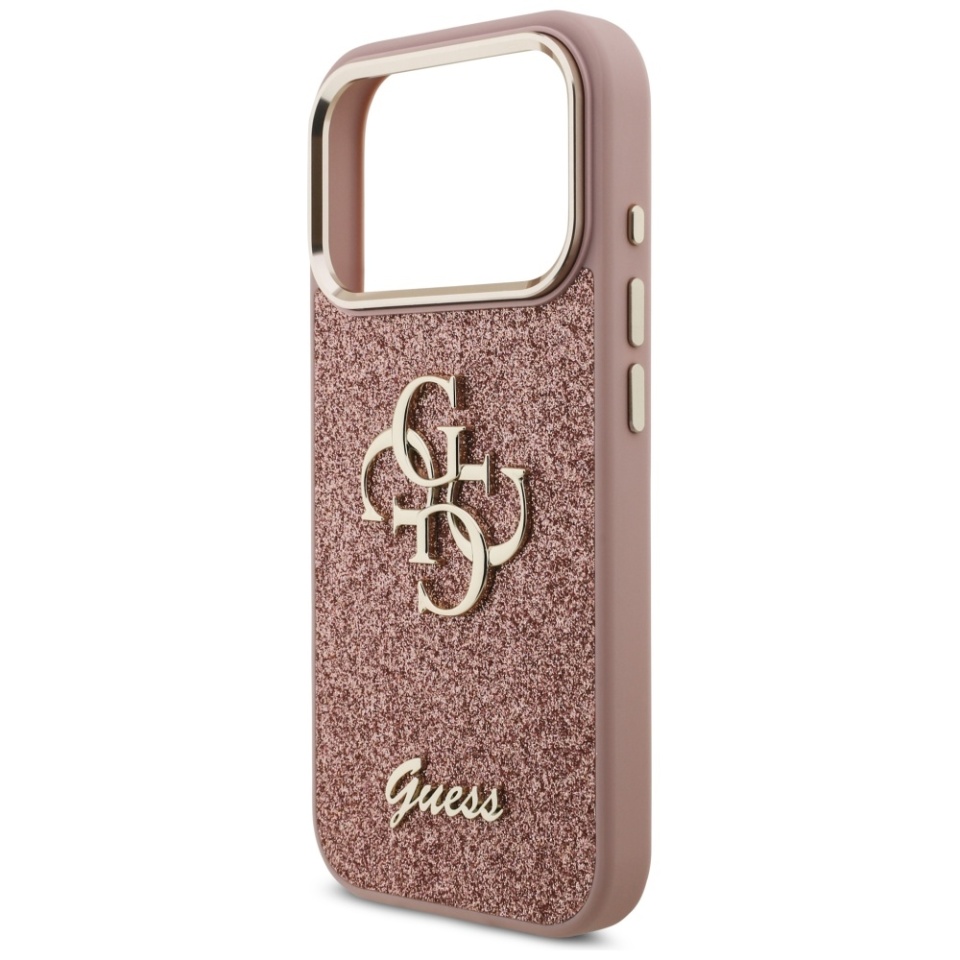 Husa pentru iPhone 17 Pro, Glitter Fixed Big 4G, Protectie Slim, Guess, Roz - 3 | YEO