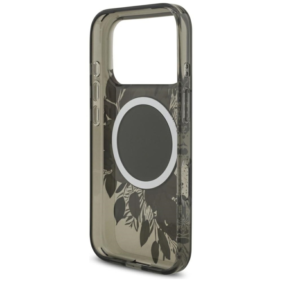 Husa pentru iPhone 17 Pro, IML Flowers with Pearl Strap MagSafe, Guess - Negru - 3 | YEO