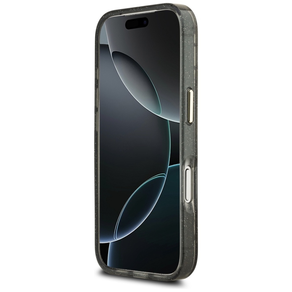 Husa pentru iPhone 17 Pro, IML Flowers with Pearl Strap MagSafe, Guess - Negru - 3 | YEO