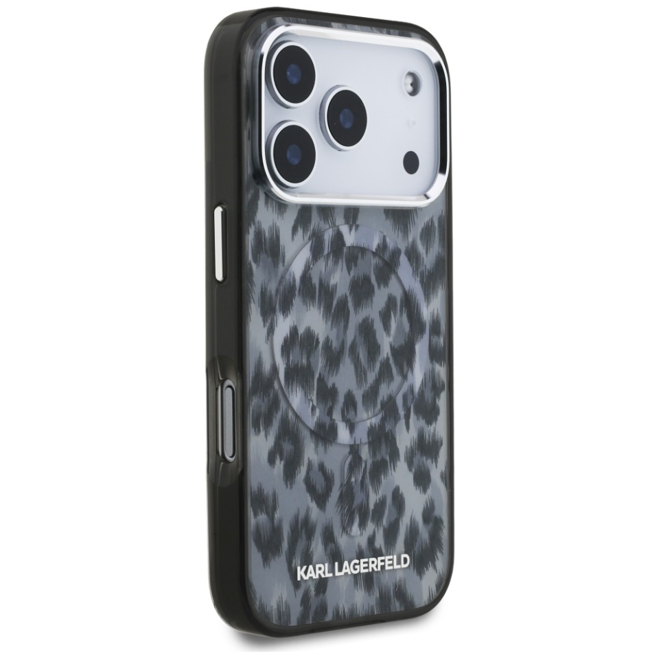 Husa pentru iPhone 17 Pro, IML Glitter K&C Heads Logo MagSafe, Clear Mono Karl&Choupette - 2 | YEO