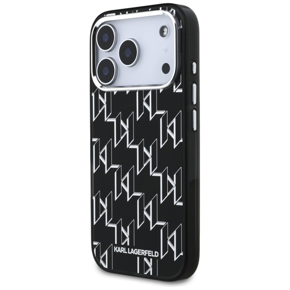 Husa pentru iPhone 17 Pro, IML Glitter K&C Heads Logo MagSafe, Clear Mono Karl&Choupette - 2 | YEO