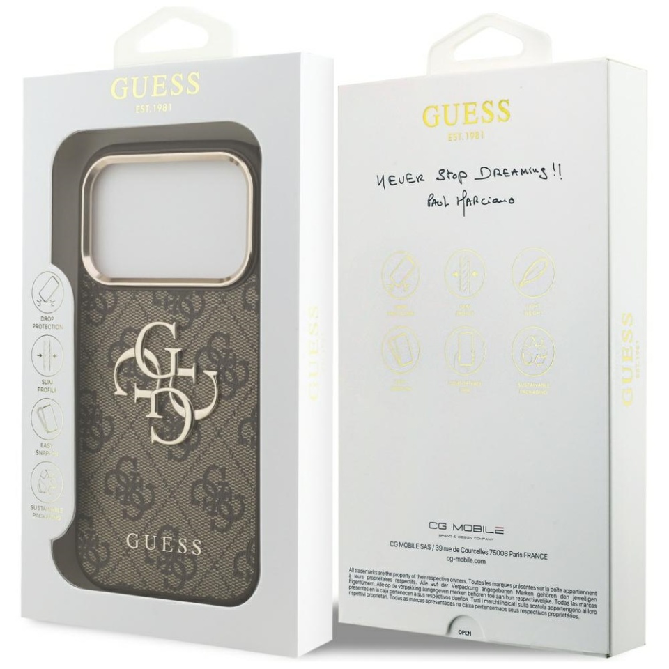 Husa pentru iPhone 17 Pro Max, Guess Hardcase Guess Big 4G Classic Logo, Protectie Slim, Compatibila, Maro - 7