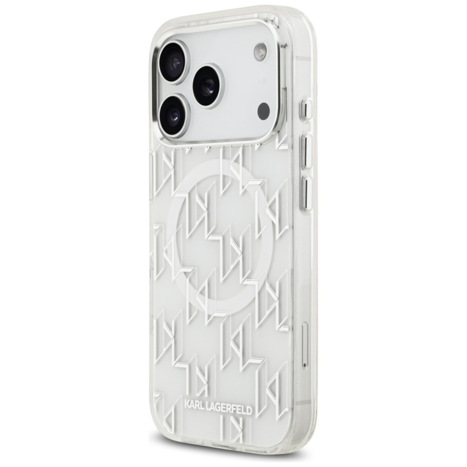 Husa pentru iPhone 17 Pro Max, IML Glitter K&C Heads Logo MagSafe, Clear Mono Karl&Choupette - 3 | YEO