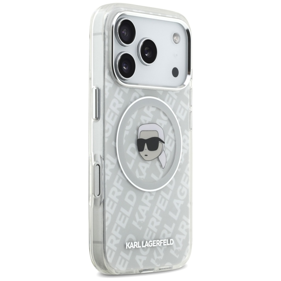 Husa pentru iPhone 17 Pro Max, IML Glitter K&C Heads Logo MagSafe, Clear Mono Karl&Choupette - 2 | YEO