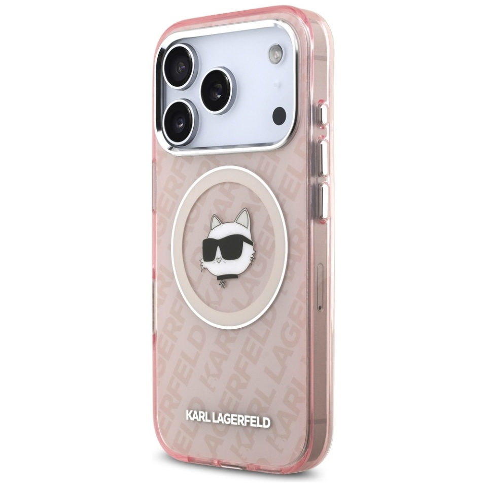 Husa pentru iPhone 17 Pro Max, IML Glitter K&C Heads Logo MagSafe, Clear Mono Karl&Choupette - 1 | YEO