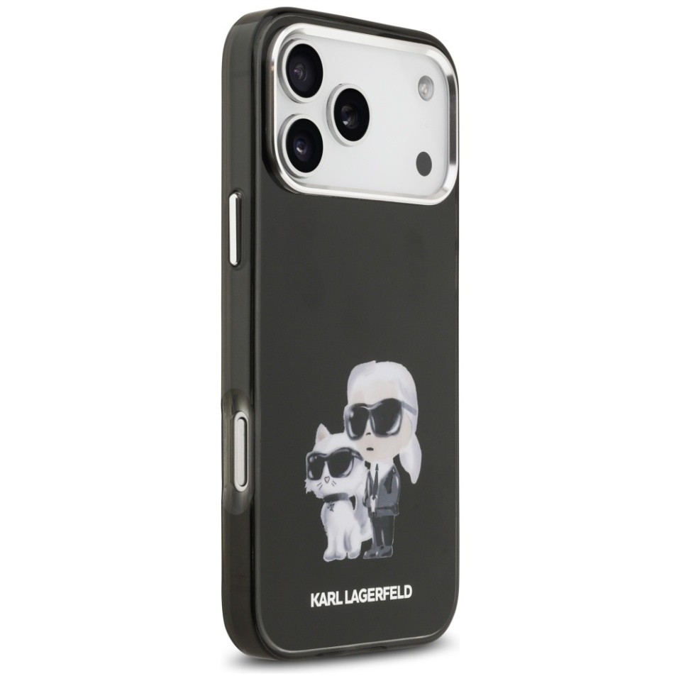 Husa pentru iPhone 17 Pro Max, IML Glitter K&C Heads Logo MagSafe, Clear Mono Karl&Choupette - 3 | YEO