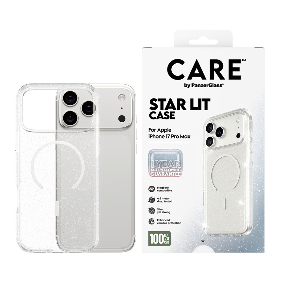 Husa pentru iPhone 17 Pro, PanzerGlass, CARE Flagship Urban Explorer Star Lit White MagSafe, Anti-Soc 4.8m, Anti-Ingalbenire, Design Slim, Compatibila MagSafe, Transparenta - 6