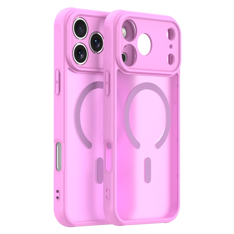 Husa pentru iPhone 17 Pro, SKYDDAR INNOVATION, HaloFrost MagSafe II, Antisoc, set cu sticker, Roz