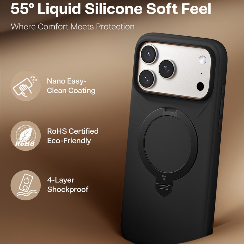 Husa pentru iPhone 17 Pro, Torras QPRO Silicone, Negru - 3 | YEO