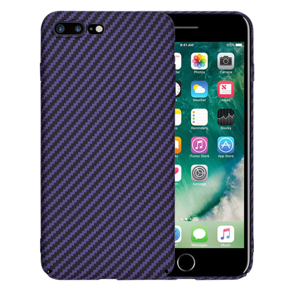 Husa pentru iPhone 8 Plus / 7 Plus, Finisaj Premium cu Textura de Carbon, Design Elegant, SKDR CarbonFlex - Mov