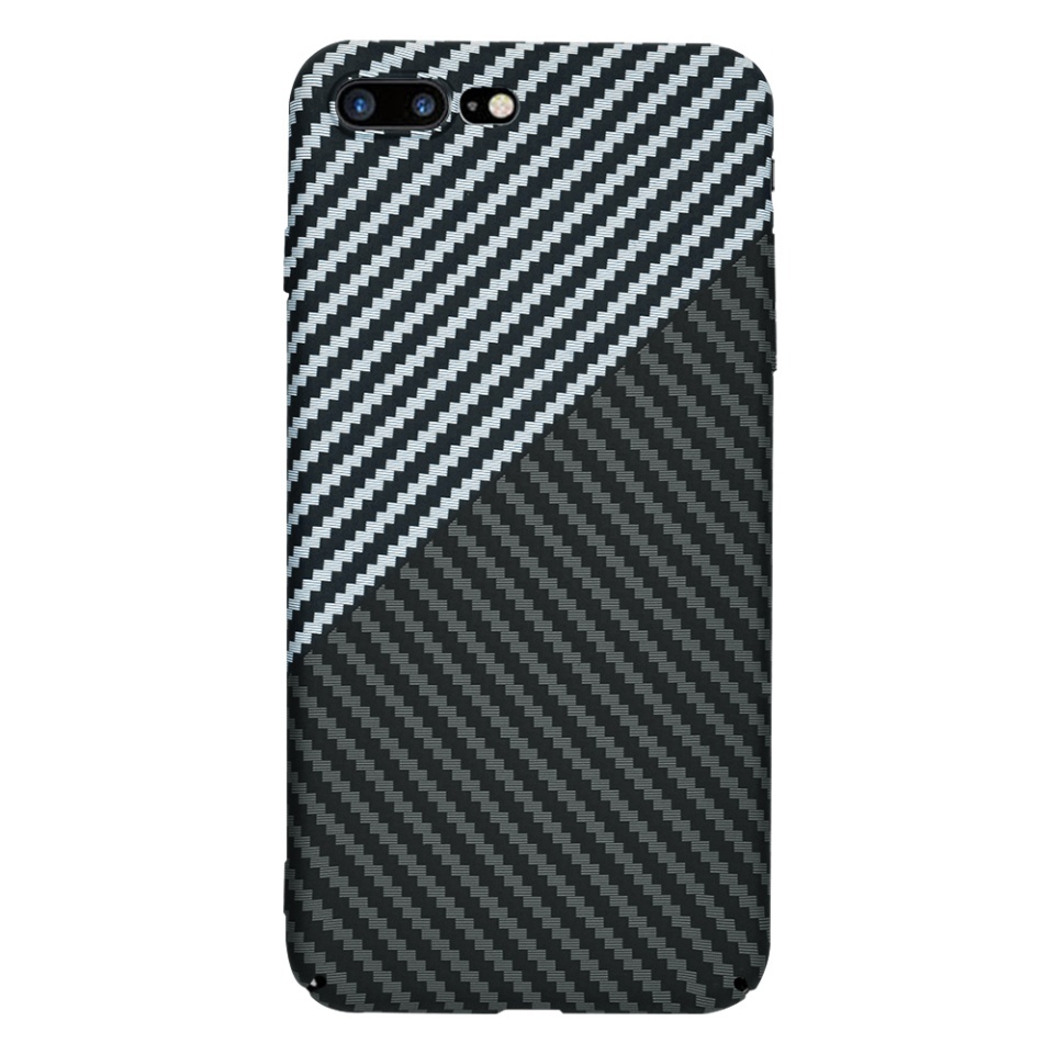Husa pentru iPhone 8 Plus / 7 Plus, SKYDDAR INNOVATION, textura carbon, Carbonite FiberShell, set cu sticker, Gri, - 2 | YEO