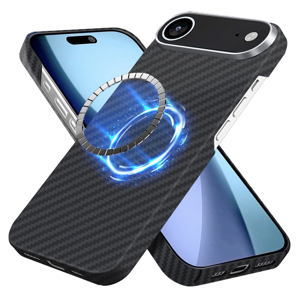 Husa pentru iPhone Air, Antisoc, SKYDDAR INOVATION, Aramid Fibe Magsafe, set cu sticker, Negru