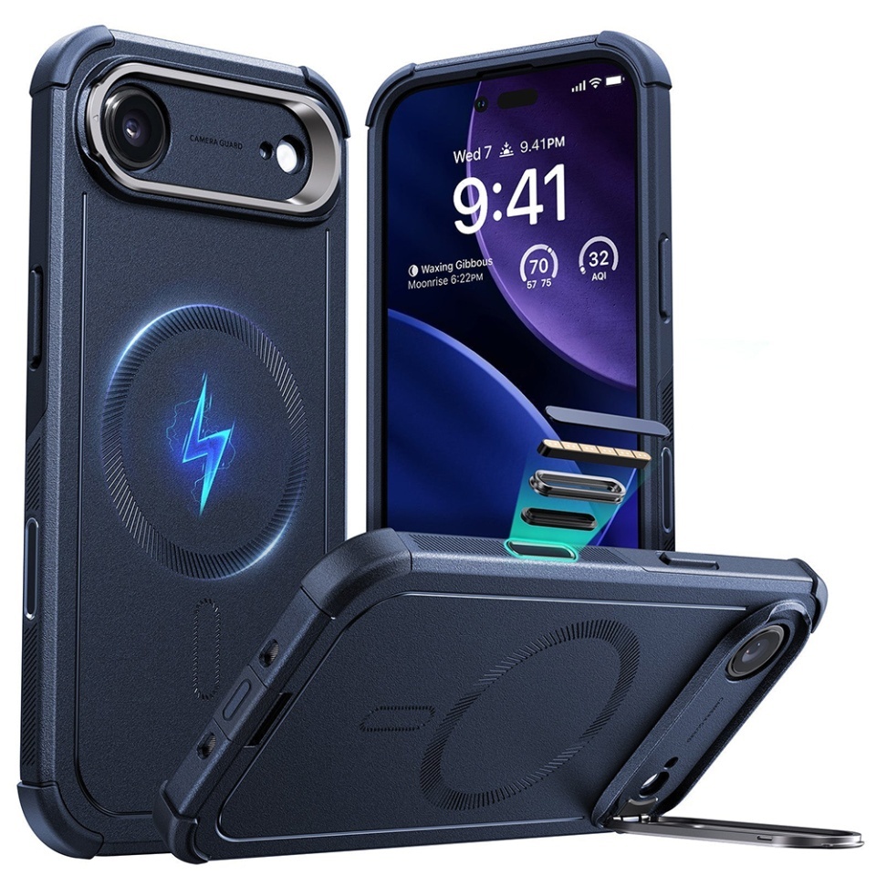Husa pentru iPhone Air, ESR Cyber Armor Kickstand, Albastru