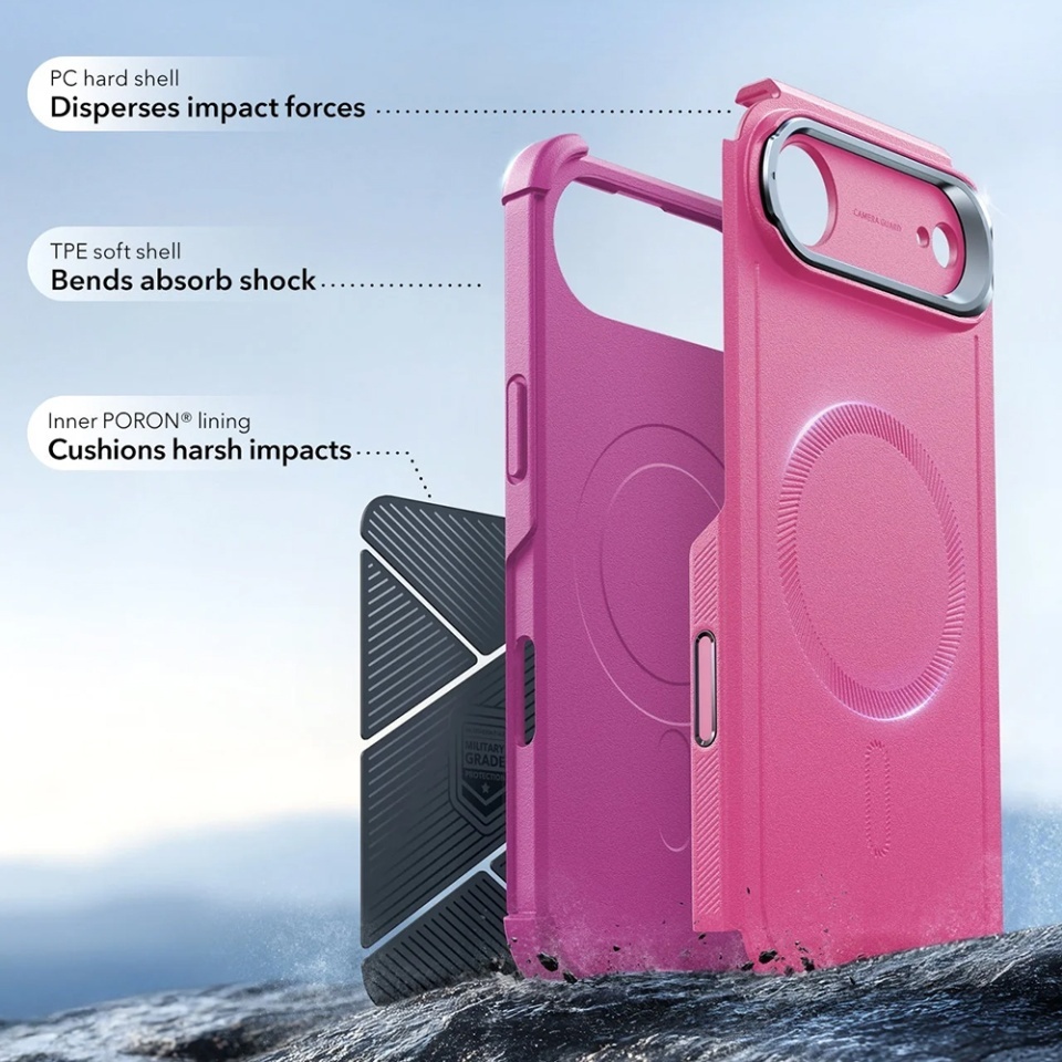 Husa pentru iPhone Air, ESR Cyber Armor Kickstand, Roz - 2 | YEO