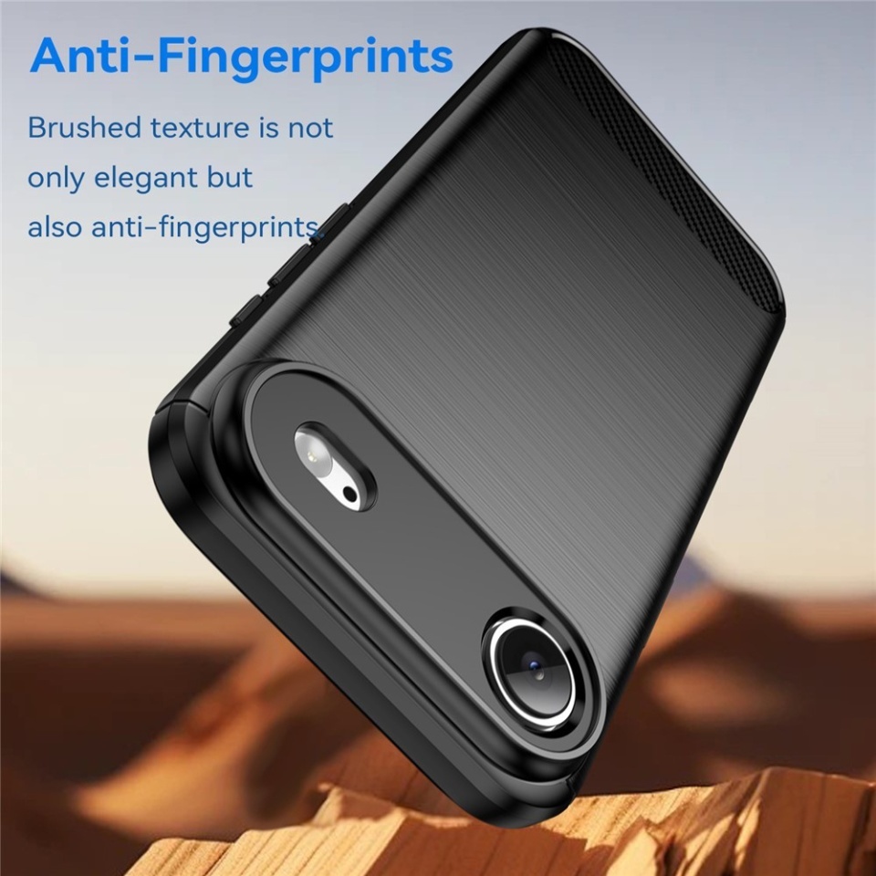 Husa pentru iPhone Air, SKYDDAR INNOVATION, Carbon Silicone, din Silicon Slim, cu textura Fibra Carbon, set cu sticker, Negru - 2 | YEO