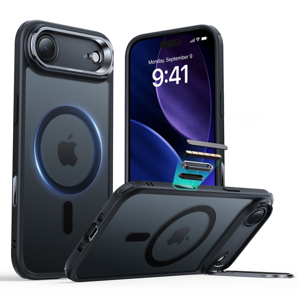 Husa pentru iPhone Air, slim, ESR Classic Hybrid HaloLock Kickstand, Negru frost